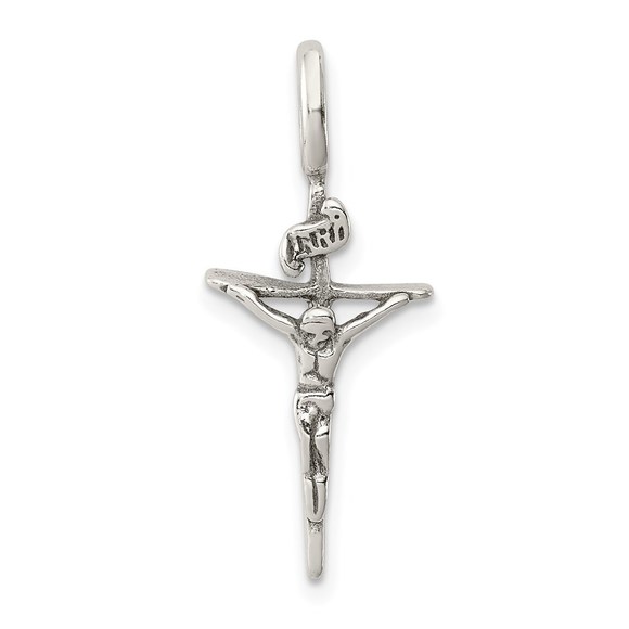 Million Charms 925 Sterling Silver Antiqued INRI Crucifix Necklace Charm Pendant - Picture 1 of 4